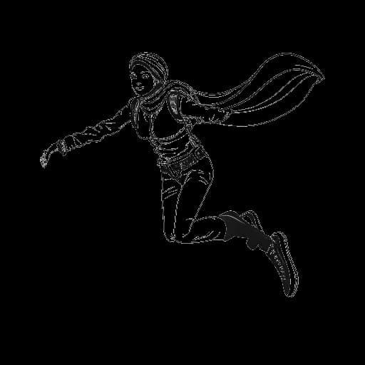 Line art drawing of Beyoncé expressing her desires to learn Arabic and skydive