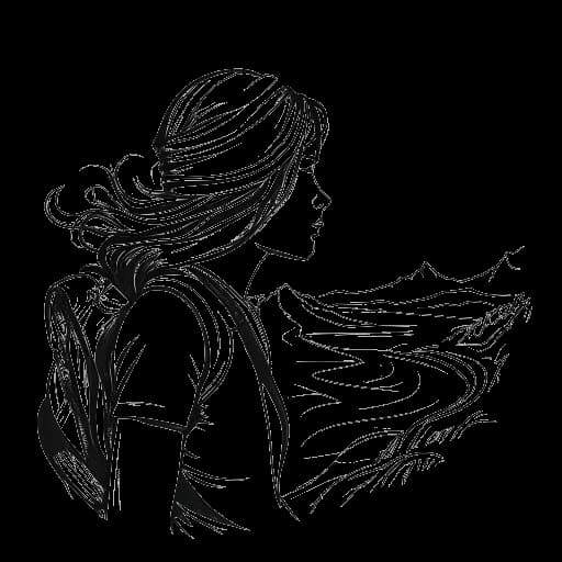 Line art drawing of Beyoncé traveling during her 2010 hiatus
