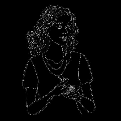 Line art drawing of Beyoncé engaging in philanthropic efforts, such as donating to drug rehabilitation centers and food drives