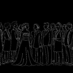 Line art drawing of a wedding ceremony, representing Shoe0nHead's marriage to Eudaimonia.
