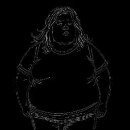 A black and white one-line drawing of a boy representing Will Tennyson during his high school years. He has long hair and is shown struggling with his weight but eventually overcoming it through determination, diet, and exercise.