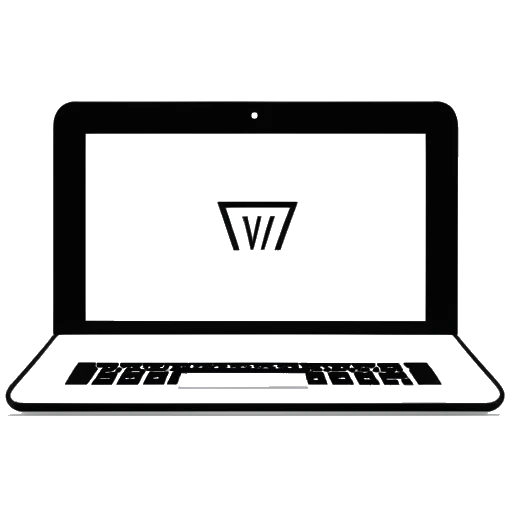 A black and white one-line drawing of a laptop screen with a YouTube play button. The screen displays Will Tennyson's YouTube channel with a subscriber count of 1.4 million. The image symbolizes his success and popularity on YouTube.