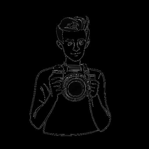 Disegno lineare di un uomo che rappresenta Will Tennyson, con in mano una videocamera e un calendario senza date specifiche, a simboleggiare la sua mancanza di un programma di caricamento costante.