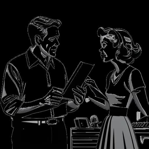 Dibujo de arte lineal de un hombre y una mujer en una acalorada discusión en un set de filmación, con una claqueta mostrando 'El diario de Noah' en el fondo.