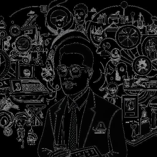 Een dynamische visuele weergave van een man die Bradley Cooper vertegenwoordigt, die hem afbeeldt als een veelzijdig persoon met succesvolle acteer- en filmmaken carrières, verweven met diverse inkomstengenererende activiteiten symbolisch om hem heen, waarbij zijn financiële inzicht en gediversifieerde investeringen worden getoond.