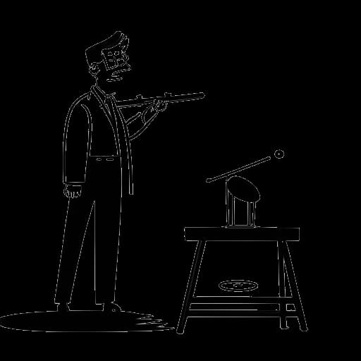 Lijntekening van een man die Bradley Cooper vertegenwoordigt, met een dirigeerstok in zijn hand, met een piano en de woorden 'Leonard Bernstein' op de achtergrond.