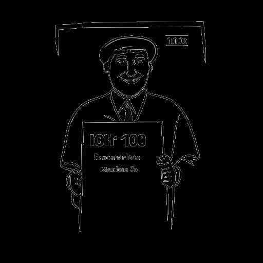 Lijntekening van een man die Bradley Cooper vertegenwoordigt, met een tijdschrift waarop '100 meest invloedrijke mensen' op de cover staat.