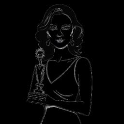 Disegno a linee di Katy Perry che tiene un premio Oscar, simboleggiando i suoi successi nella musica e nel cinema.
