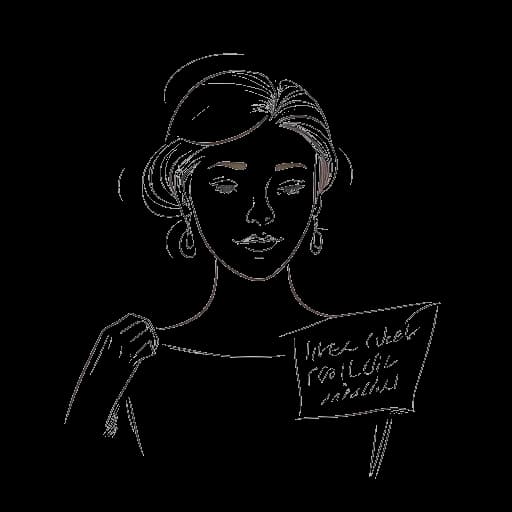 Lijntekening van een vrouw, die Katy Perry vertegenwoordigt, kijkend bezorgd, met een blad papier met de tekst 'I Kissed a Girl'.