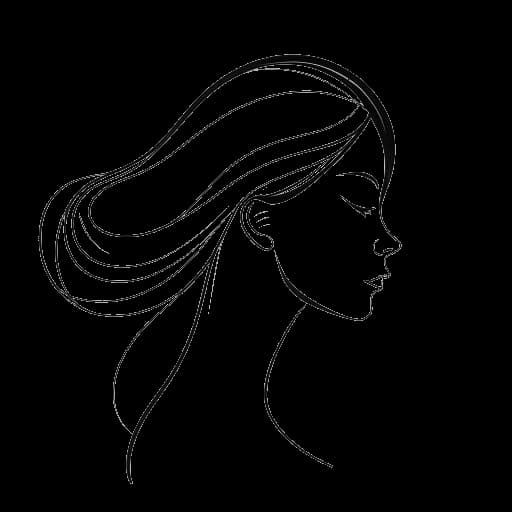 Profilo in line art di una donna che rappresenta Megan Eugenio, con linee dinamiche che trasmettono crescita rapida e successo online.