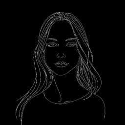 Disegno in stile line art di una giovane donna che rappresenta Amber Rose con lunghi capelli.