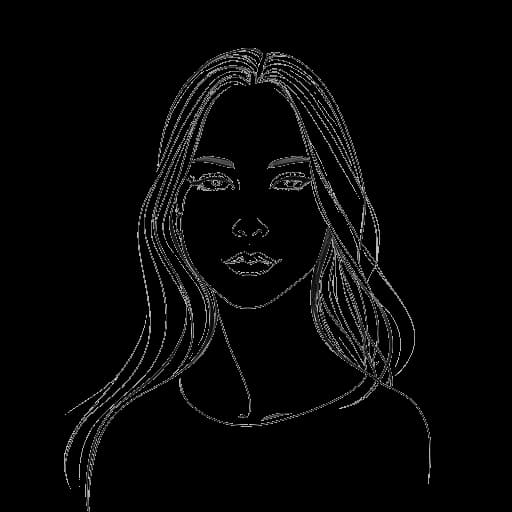 Disegno in stile line art di una giovane donna che rappresenta Amber Rose con lunghi capelli.
