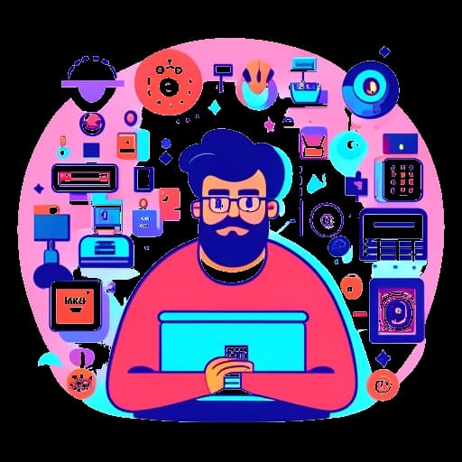Eine digitale Zeichnung, die Mister Metokur darstellt, zeigt einen Mann mit einem markanten Avatar, der Inhalte auf alternativen Plattformen wie Bitchute und DLive produziert und seine Widerstandsfähigkeit angesichts sich wandelnder Online-Landschaften demonstriert.