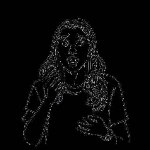 Dibujo de line art de un hombre, que representa a IShowSpeed, con cabello largo, luciendo sorprendido mientras sostiene un smartphone.