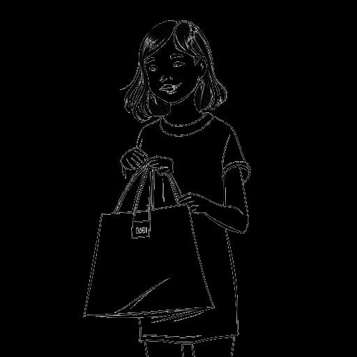 Lijntekening van een jong meisje, dat Olivia Rodrigo vertegenwoordigt, acterend in een reclame van Old Navy.