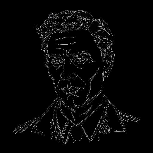 Desenho de arte linear de Benedict Cumberbatch representando um ícone cultural britânico.