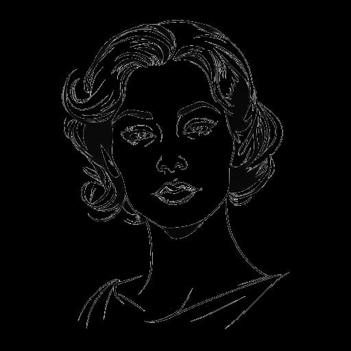 Strichzeichnung einer Frau, die Chryssanthi Kavazi darstellt und eine Soap-Opera-Figur verkörpert, vor einem weißen Hintergrund.