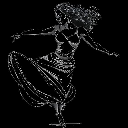 Strichzeichnung von Chryssanthi Kavazi, die an der 16. Staffel von 'Let's Dance' teilnimmt