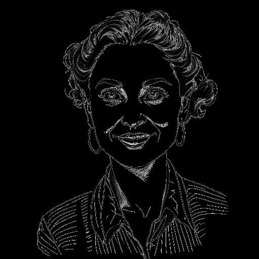 Strichzeichnung von Chryssanthi Kavazi in ihrer ersten Nebenrolle in der deutschen Komödie 'Männertag'