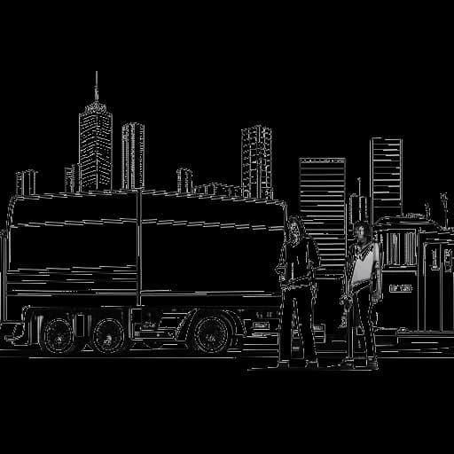 Line art drawing of two men, representing Bill and Tom Kaulitz, moving to Los Angeles for privacy