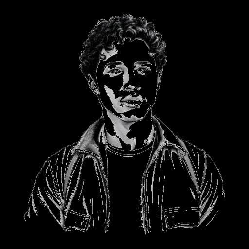 Dessin en ligne d'un jeune homme, représentant Taj Cross, incarnant Gabe dans 'Young Rock', basé sur des événements réels de la vie de Dwayne Johnson, avec un script et un costume.