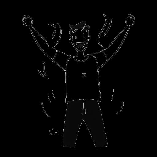 Disegno in stile line art di un uomo che festeggia il raggiungimento di 1 a 4 milioni di iscritti su YouTube
