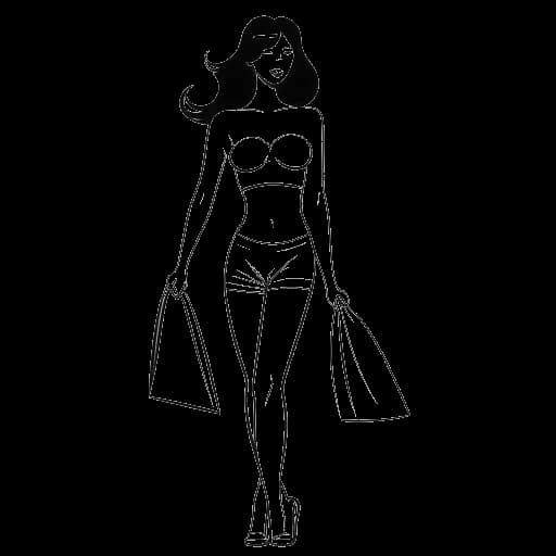 Desenho de linha de uma mulher, representando Breckie Hill, modelando para Boutine Los Angeles