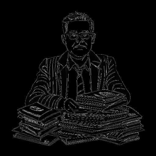 Dessin en noir et blanc d'un homme, représentant Adam McKay, avec une démarche créative. Une pile d'argent symbolise ses diverses sources de revenus, comprenant la réalisation, l'écriture, la production et des projets entrepreneuriaux. Le dessin est en noir et blanc sur un fond blanc.