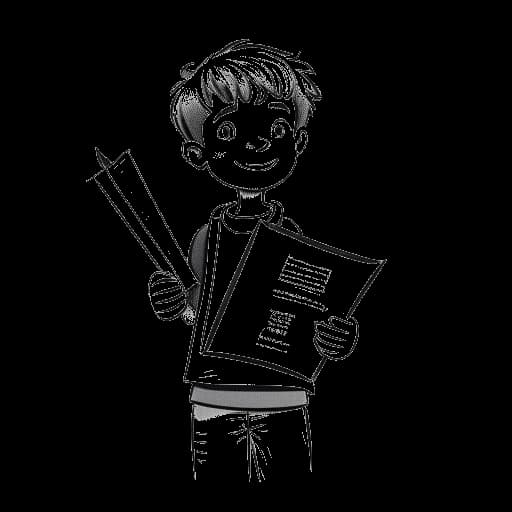 Lijntekening van Adonis Graham met een boek en een Franse vlag