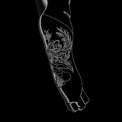 Lijntekening van Drake's onderarmtatoeages ter ere van Adonis