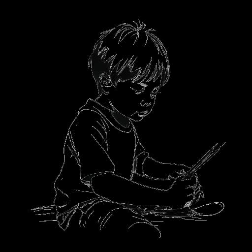 Lijntekening van Adonis Graham die schildert