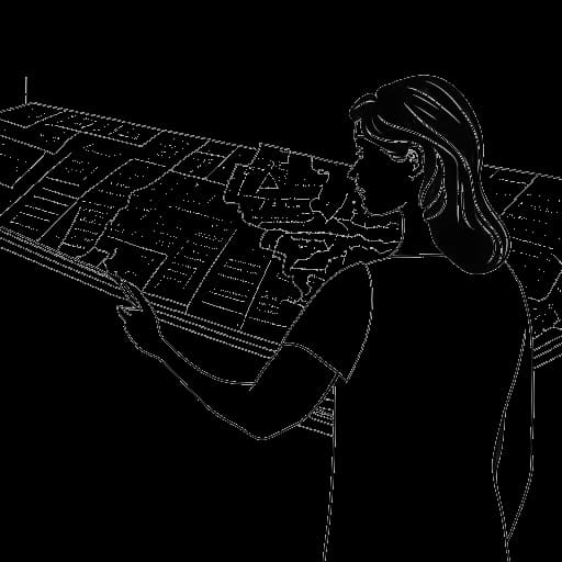 Strichzeichnung einer Frau, die Anna DeGuzman repräsentiert, und ihren Geburtsort in Miami, Florida, sowie ihr derzeitiges Zuhause in New Jersey anzeigt.