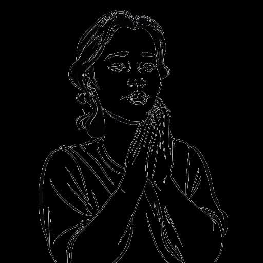 Strichzeichnung einer Frau, die Anna DeGuzman repräsentiert, die demütig aussieht, während Menschen ihr Komplimente machen.