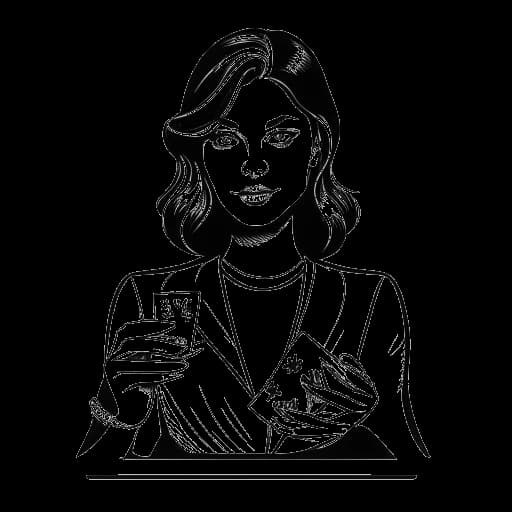 Strichzeichnung einer jungen Frau, die Anna DeGuzman repräsentiert, die Zaubertricks mit einem Kartenspiel vollführt.