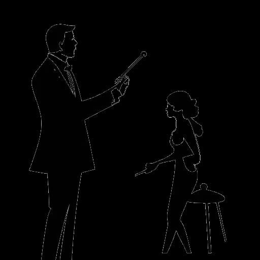 Disegno in arte lineare di Travis Scott che organizza un'orchestra per il compleanno di Kylie Jenner