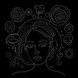 Line art drawing of a woman, representing Camilla Araujo, situated at the center of a storm created by social media symbols such as comment bubbles and shares, symbolizing controversy, against a white backdrop.