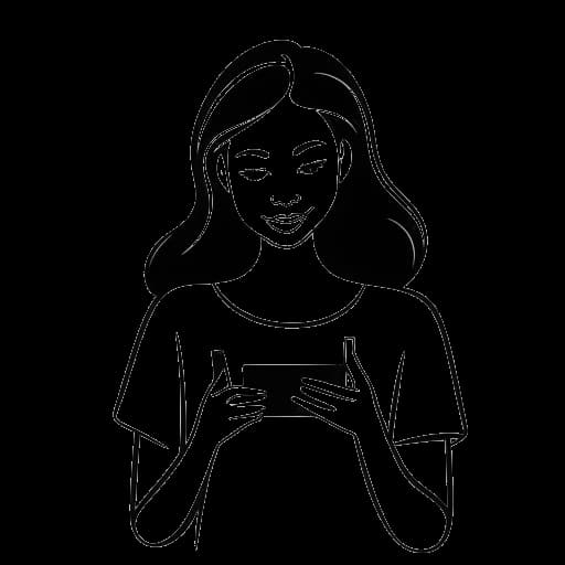 Dessin en noir et blanc d'une femme, représentant Camilla Araujo, tenant un smartphone avec le logo OFans et un cœur