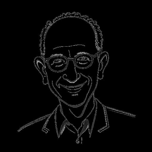 Dibujo de Michael Moritz participando en actividades filantrópicas.