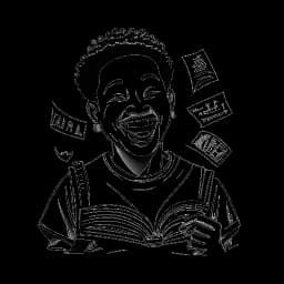 Dibujo de línea de un joven que representa a Matt Rife, riendo mientras sostiene un guion de comedia, con símbolos de 'Wild 'n Out,' 'Brooklyn Nine-Nine' y 'Fresh Off the Boat' detrás de él, todo sobre un fondo blanco.