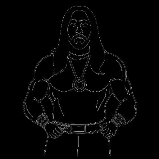 Disegno in stile line art di un uomo, rappresentante Steve Aoki, che indossa attrezzatura subacquea e tiene in mano una cintura della lotta libera professionistica