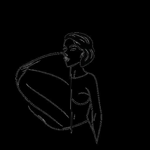 Dibujo de línea de Caroline Konstnar sosteniendo una bandera del orgullo bisexual
