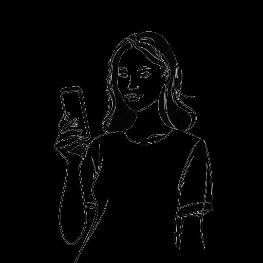 Dibujo de línea de Caroline Konstnar compartiendo su arte en Instagram