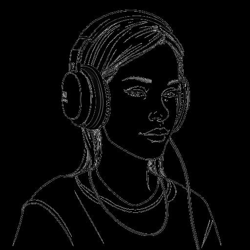 Dibujo de línea de Caroline Konstnar transmitiendo en Twitch