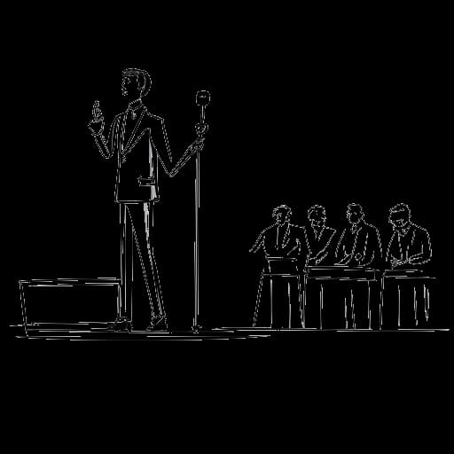 Strichzeichnung eines Mannes, der Julien Bam darstellt, der gleichzeitig Auszeichnungen entgegennimmt, Synchronsprechen macht, in einer Tanzshow urteilt und TV-Auftritte hat.
