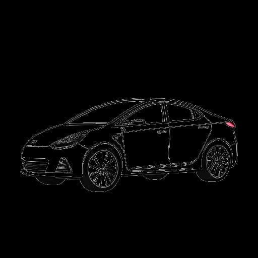 Line art drawing of a man, representing Aaron Troschke, holding a model of an electric vehicle, representing his investment in eRockit, on a white background