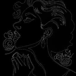 Desenho de uma linha de uma mulher, simbolizando Ava Louise, com um sorriso astuto, sussurrando para uma silhueta, com manchetes escandalosas e um símbolo de vírus na periferia, destacando sua notoriedade.