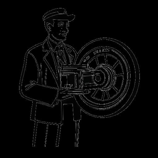 Strichzeichnung eines Mannes, der Freshtorge darstellt, der vor einem Kino eine Filmrolle hält