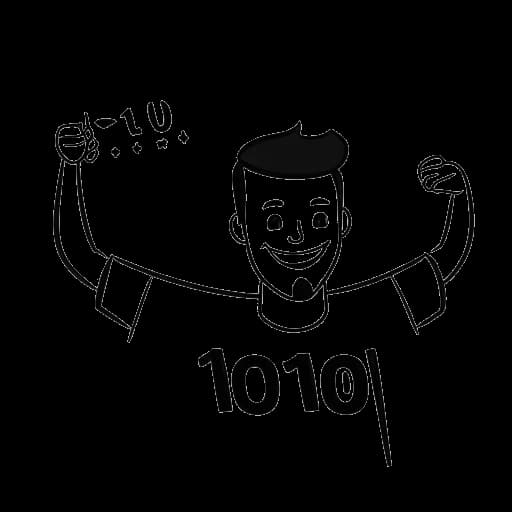 Strichzeichnung eines Mannes, der Varion darstellt und das Erreichen von 1 Million Abonnenten auf seinem Kanal feiert.