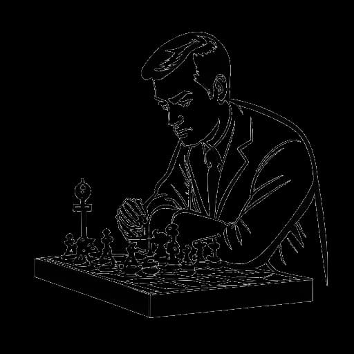 Strichzeichnung eines Mannes, der Varion darstellt, während er am Schachturnier 'Zugzwang' auf Rocket Beans TV teilnimmt.