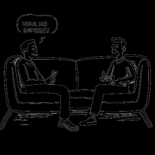 Strichzeichnung von zwei Männern, die Varion und Zeo darstellen, die in der Serie 'How to be...' und in World Wide Wohnzimmer auftreten.